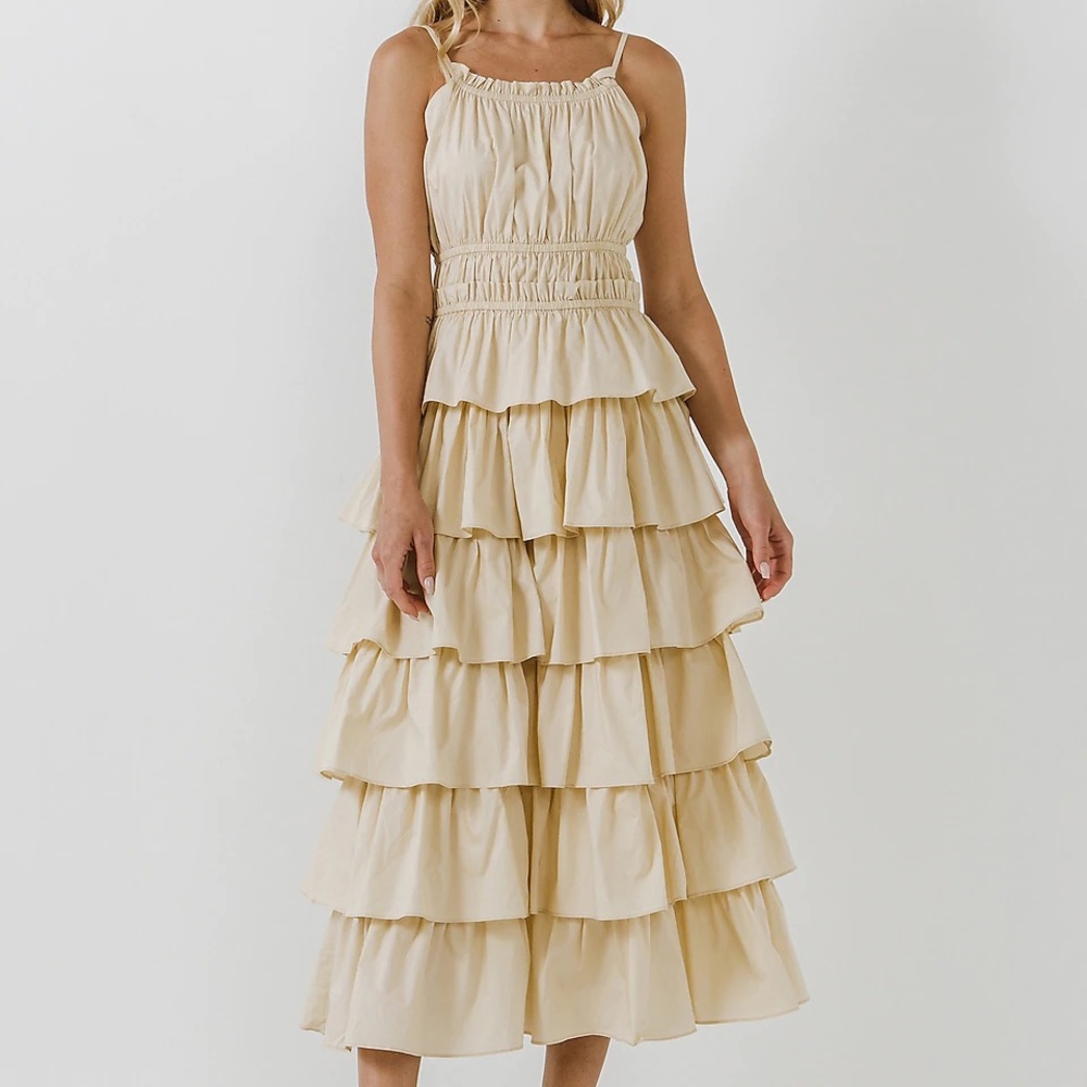 English Factory Ruffle Tiered Midi Dress